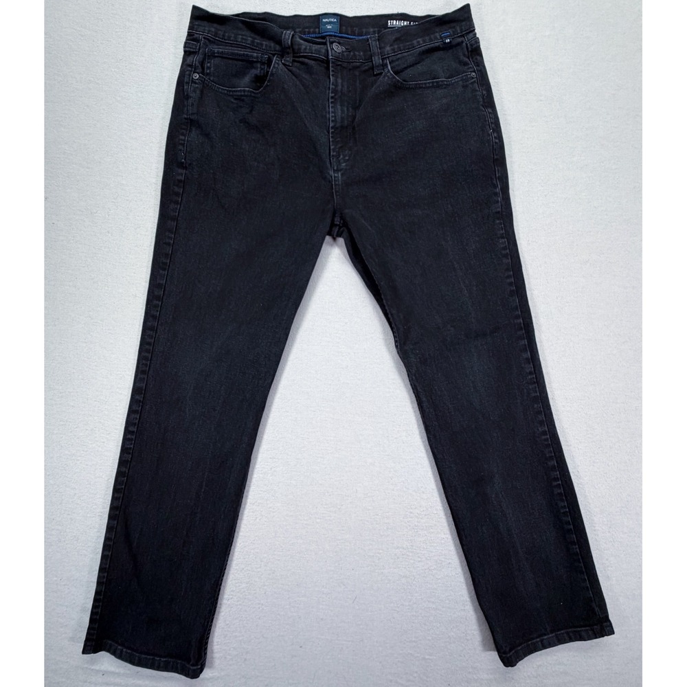 Nautica Straight Fit Jeans Mens‎ 36x30 Black Stretch Denim Casual
